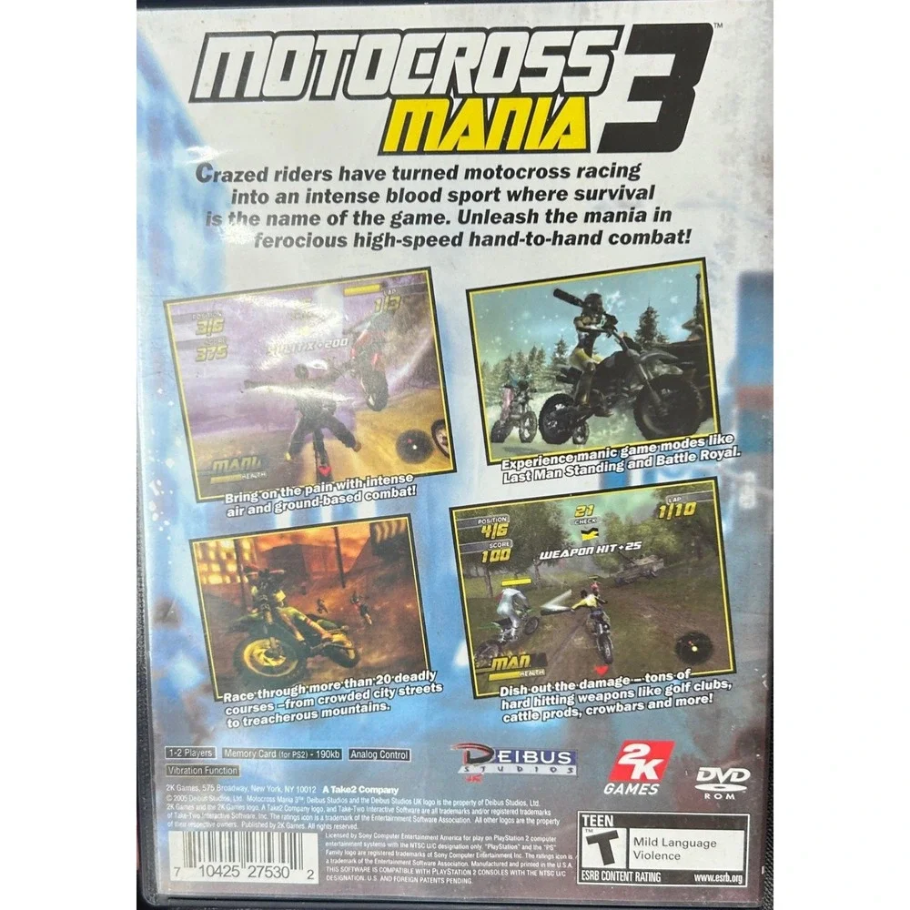 Motocross Mania 3 Sony PlayStation 2 PS2 2005 2K Games Racing NTSC SLUS 21229